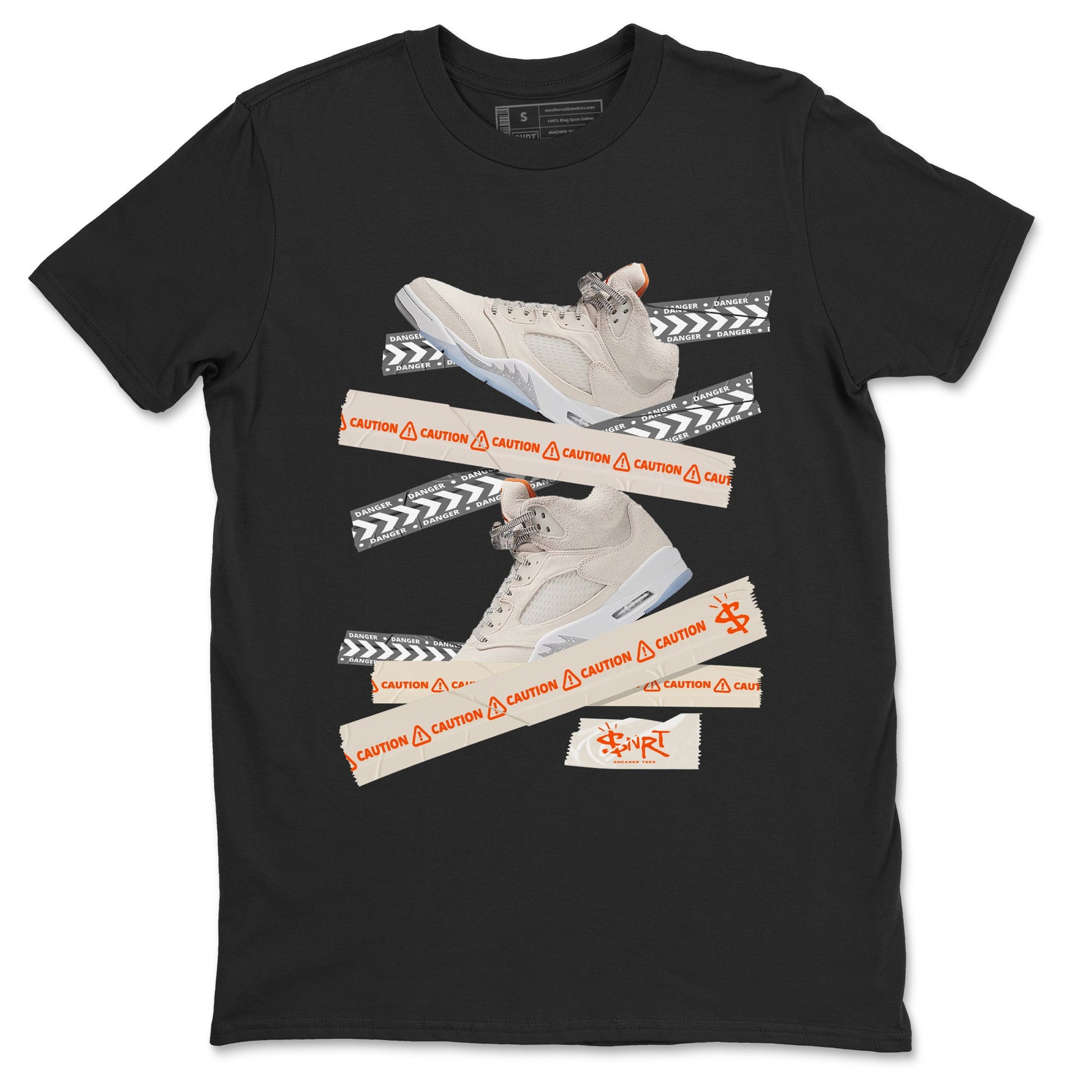 Air Jordan 5 Craft Sneaker Match Tees Caution Tape Sneaker Tees Air Jordan 5 Craft Shirt Unisex Shirts Black 2