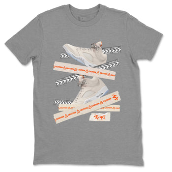 Air Jordan 5 Craft Sneaker Match Tees Caution Tape Sneaker Tees Air Jordan 5 Craft Shirt Unisex Shirts Heather Grey 2