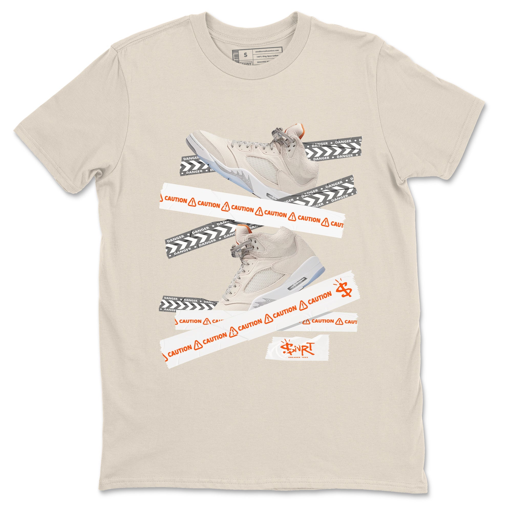 Air Jordan 5 Craft Sneaker Match Tees Caution Tape Sneaker Tees Air Jordan 5 Craft Shirt Unisex Shirts Natural 2