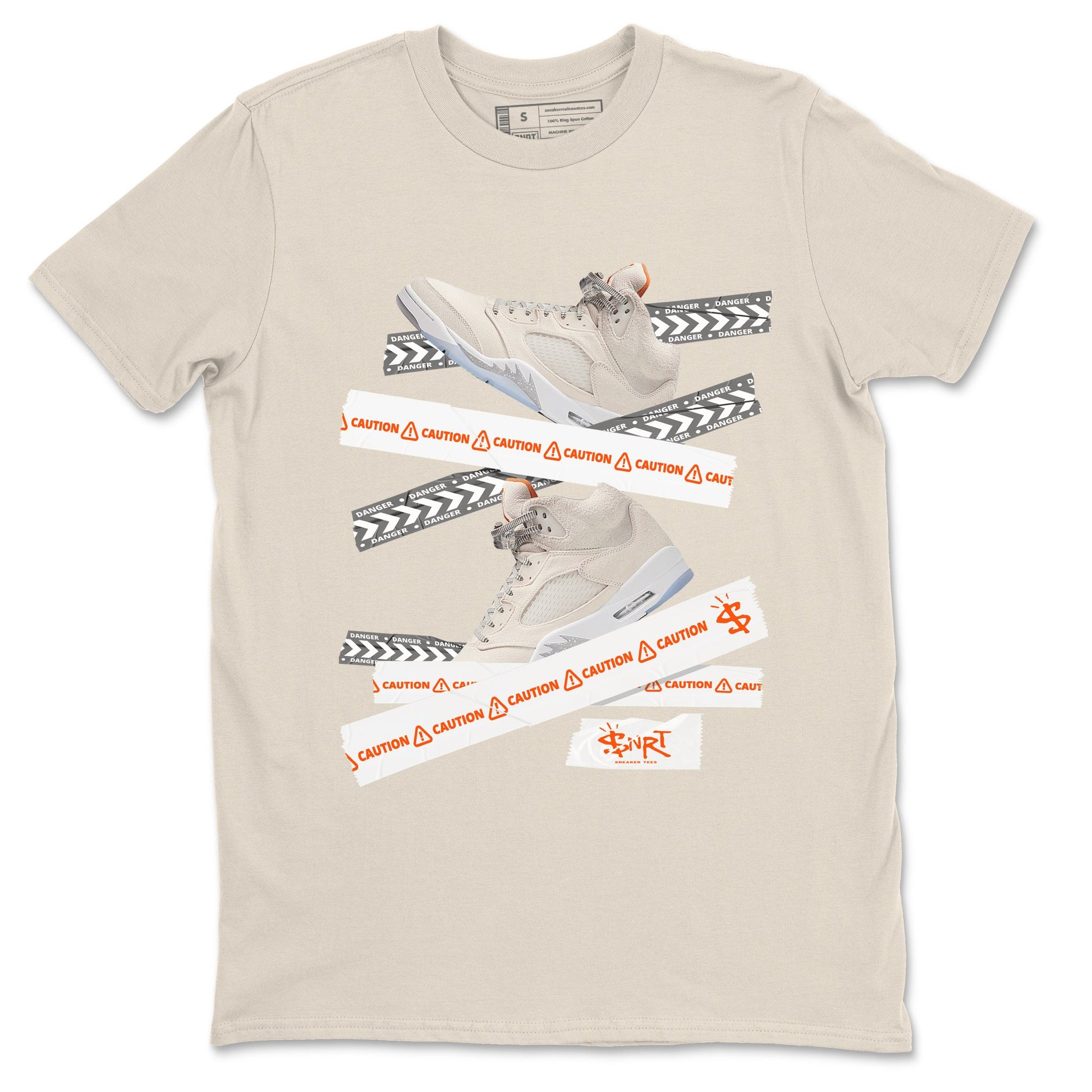 Air Jordan 5 Craft Sneaker Match Tees Caution Tape Sneaker Tees Air Jordan 5 Craft Shirt Unisex Shirts Natural 2