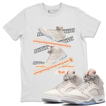 Air Jordan 5 Craft Sneaker Match Tees Caution Tape Sneaker Tees Air Jordan 5 Craft Shirt Unisex Shirts White 1