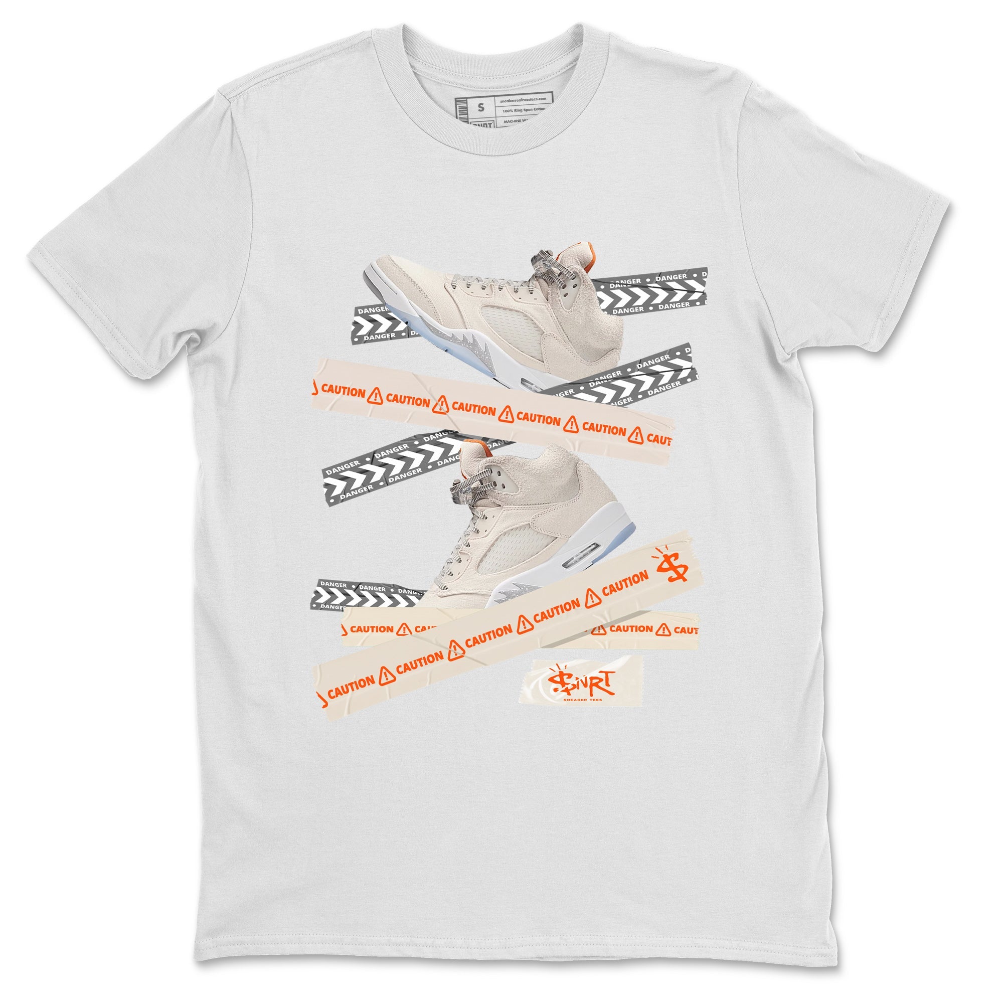 Air Jordan 5 Craft Sneaker Match Tees Caution Tape Sneaker Tees Air Jordan 5 Craft Shirt Unisex Shirts White 2
