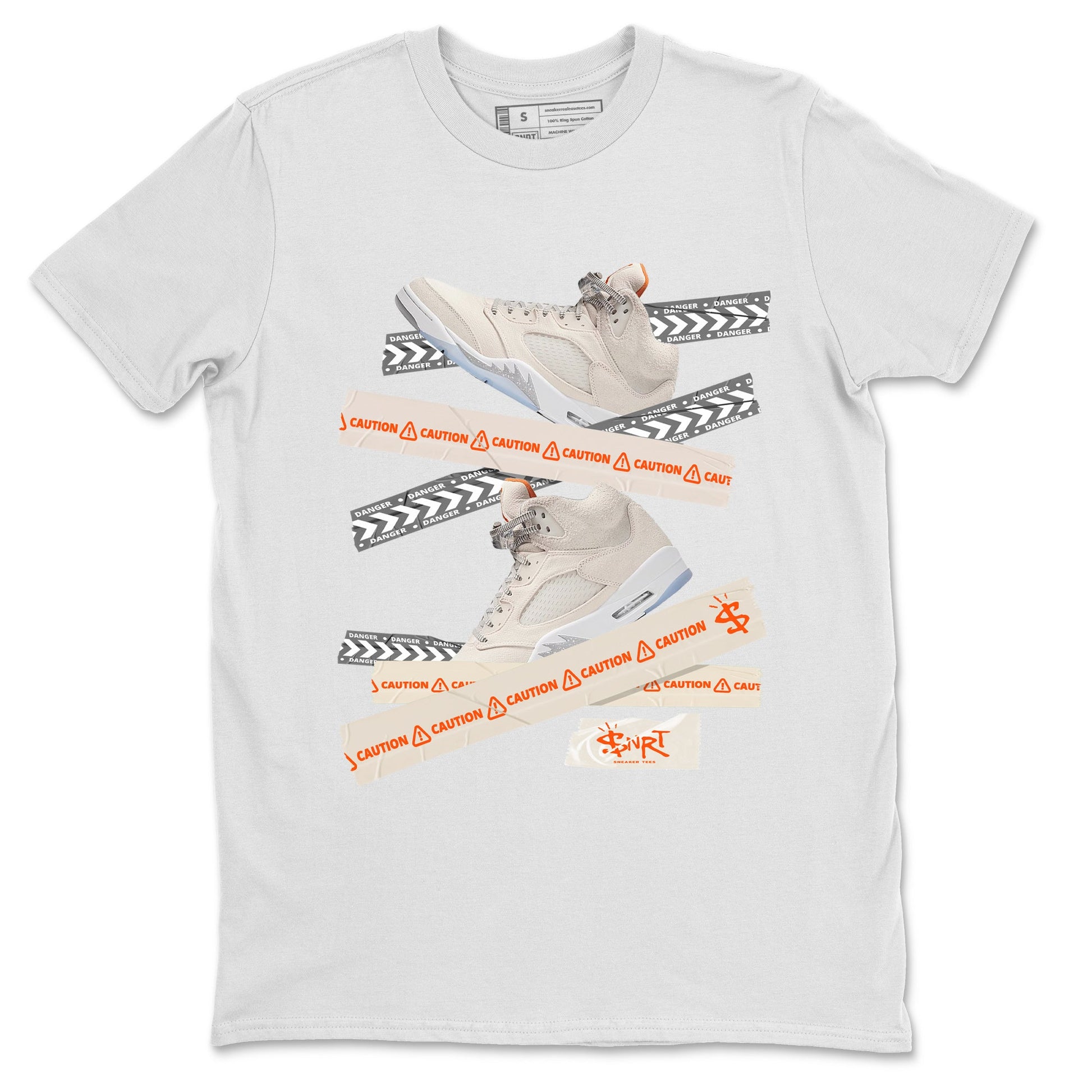 Air Jordan 5 Craft Sneaker Match Tees Caution Tape Sneaker Tees Air Jordan 5 Craft Shirt Unisex Shirts White 2