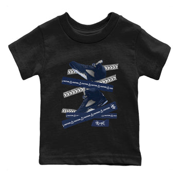 Air Jordan 5 Georgetown Sneaker Match Tees Caution Tape Sneaker Tees 5 Georgetown SNRT Sneaker Release Tees Navy 5s Kids Shirts Black 2