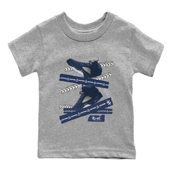 Air Jordan 5 Georgetown Sneaker Match Tees Caution Tape Sneaker Tees 5 Georgetown SNRT Sneaker Release Tees Navy 5s Kids Shirts Heather Grey 2
