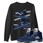 Air Jordan 5 Georgetown Sneaker Match Tees Caution Tape Sneaker Tees 5 Georgetown SNRT Sneaker Release Tees Navy 5s Unisex Shirts Black 1