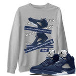 Air Jordan 5 Georgetown Sneaker Match Tees Caution Tape Sneaker Tees 5 Georgetown SNRT Sneaker Release Tees Navy 5s Unisex Shirts Heather Grey 1
