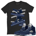 Air Jordan 5 Georgetown Sneaker Match Tees Caution Tape Sneaker Tees 5 Georgetown SNRT Sneaker Release Tees Navy 5s Unisex Shirts Black 1