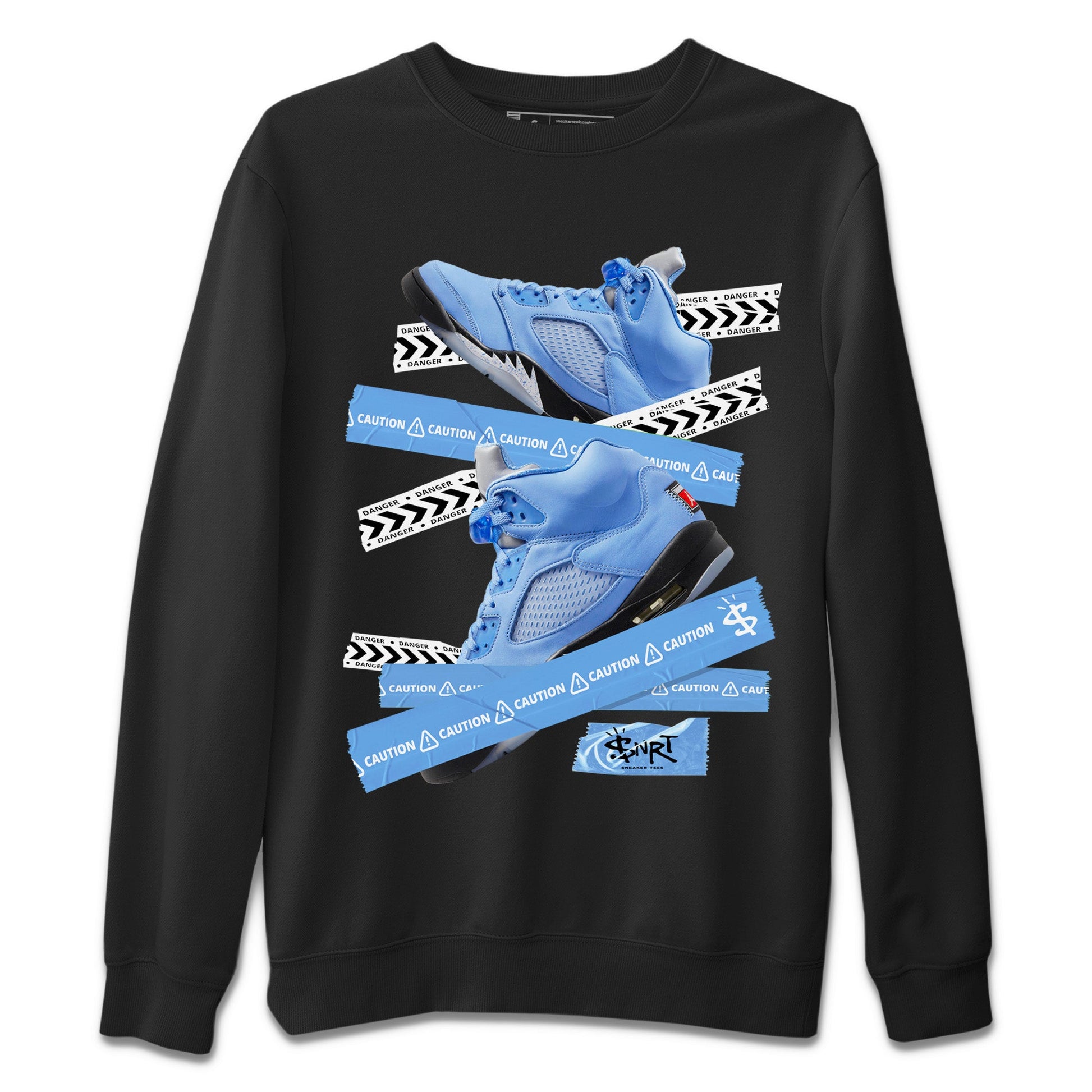 Jordan 5 UNC Jordan Shirts Caution Tape Sneaker Tees Air Jordan 5 UNC SNRT Sneaker Tees Unisex Shirts Black 2