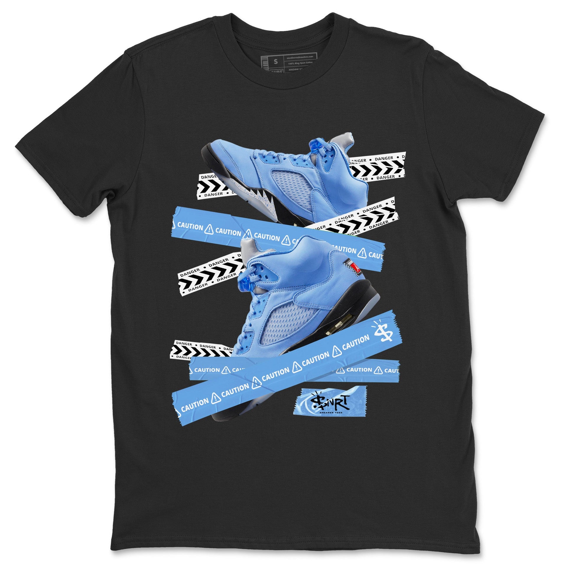 Jordan 5 UNC Jordan Shirts Caution Tape Sneaker Tees Air Jordan 5 UNC SNRT Sneaker Tees Unisex Shirts Black 2