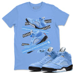 Air Jordan 5 UNC Caution Tape Crew Neck Sneaker Tees Air Jordan 5 Retro UNC Sneaker T-Shirts Size Chart