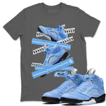 Air Jordan 5 UNC Caution Tape Crew Neck Sneaker Tees Air Jordan 5 Retro UNC Sneaker T-Shirts Washing and Care Tip