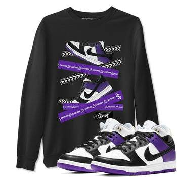 Caution Tape sneaker match tees to Court Purple Dunks street fashion brand for shirts to match Jordans SNRT Sneaker Tees Dunk Low Court Purple unisex t-shirt Black 1 unisex shirt