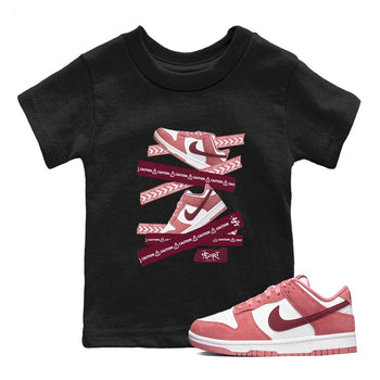 Dunk Valentine's Day shirt to match jordans Caution Tape sneaker tees Dunks Valentine's Day SNRT sneaker release tees baby toddler Black 1 cotton Shirt