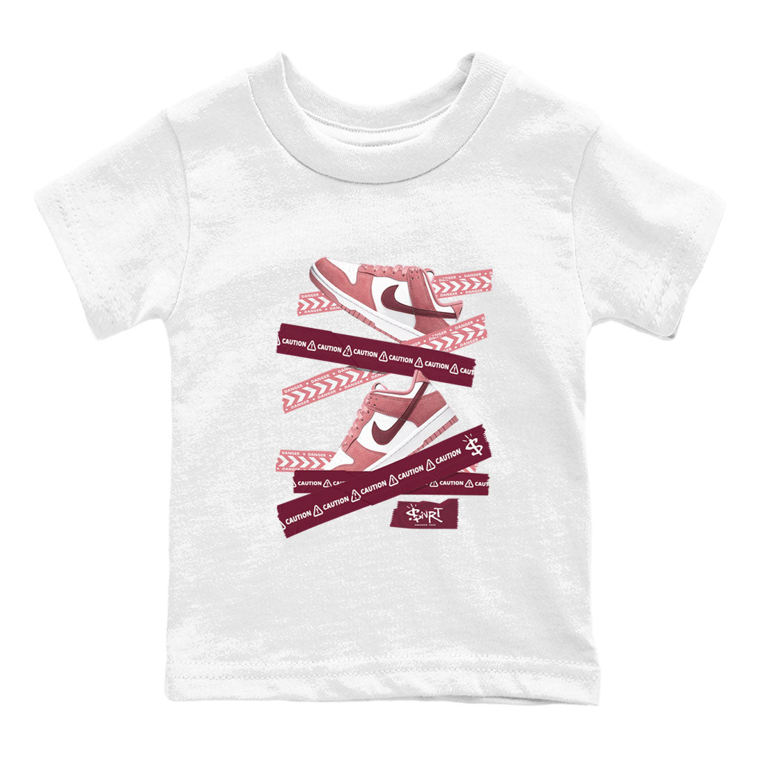 Dunk Valentine's Day shirt to match jordans Caution Tape sneaker tees Dunks Valentine's Day SNRT sneaker release tees baby toddler White 2 cotton Shirt