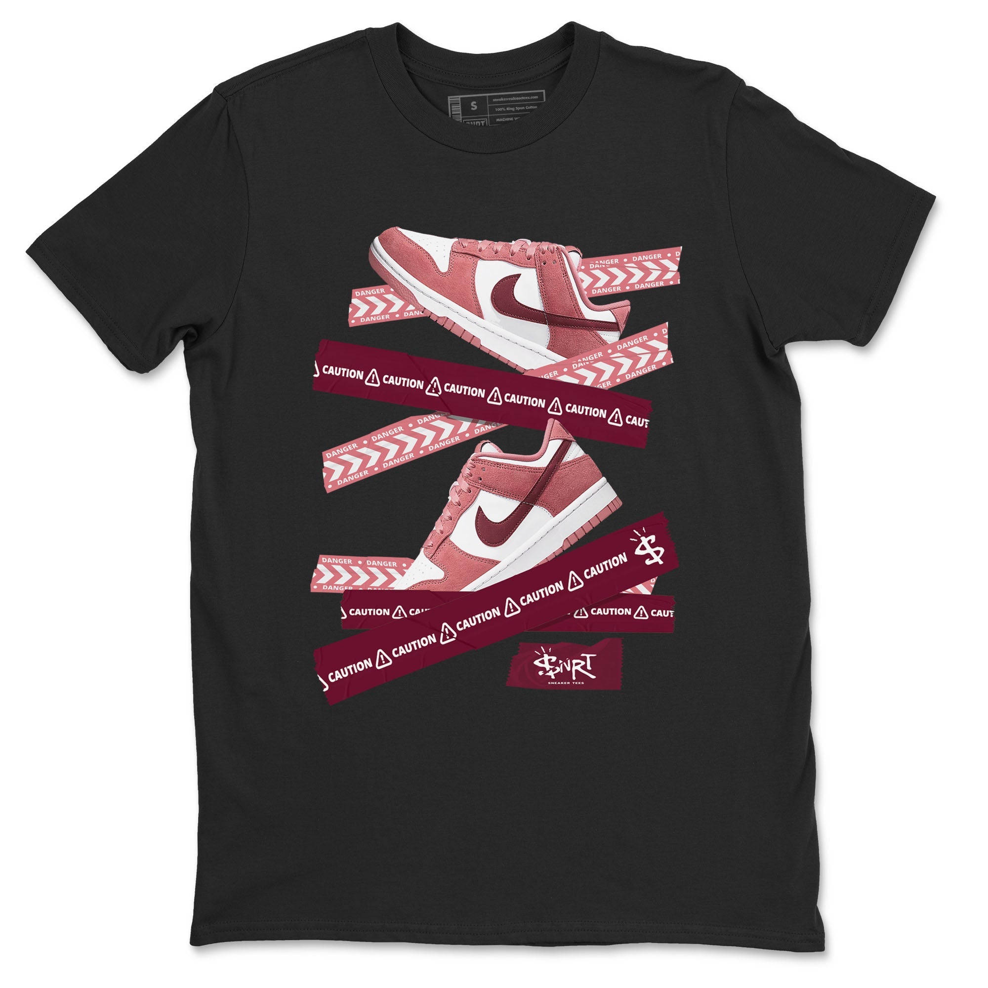 Dunk Valentine's Day shirt to match jordans Caution Tape sneaker tees Dunks Valentine's Day SNRT sneaker Release Tees unisex cotton Black 2 crew neck shirt