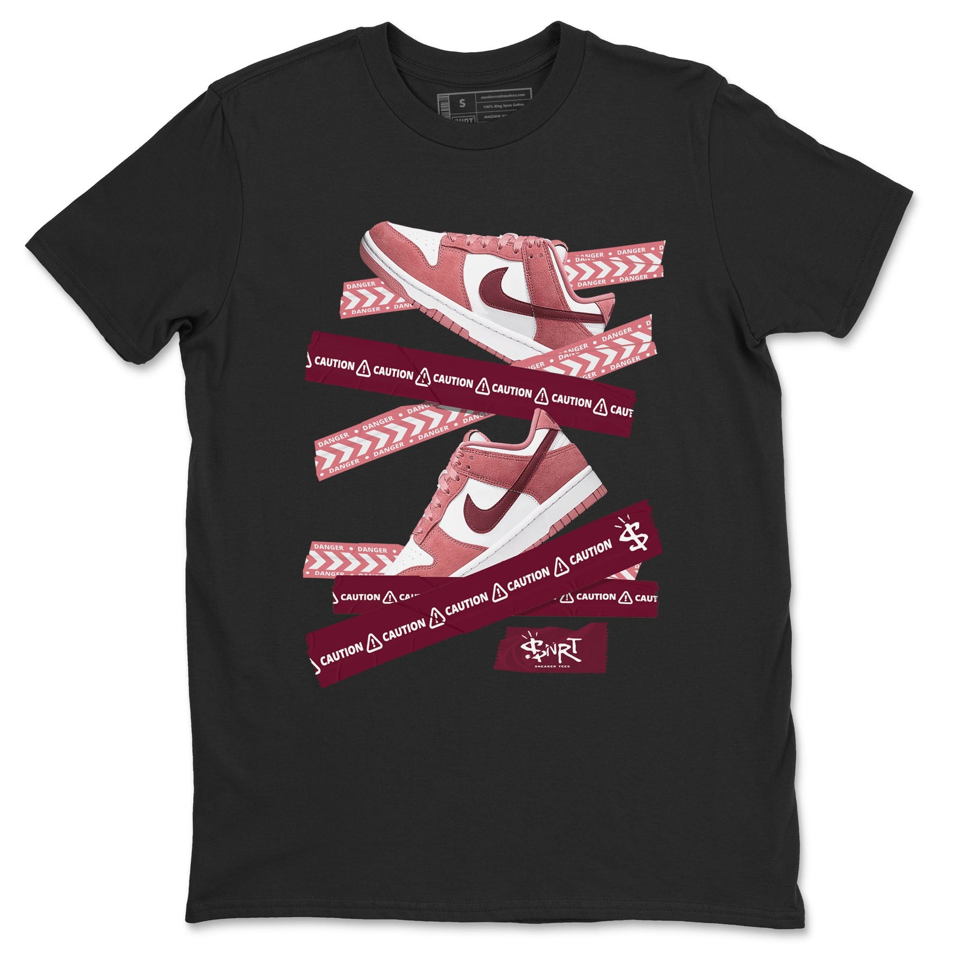 Dunk Valentine's Day shirt to match jordans Caution Tape sneaker tees Dunks Valentine's Day SNRT sneaker Release Tees unisex cotton Black 2 crew neck shirt