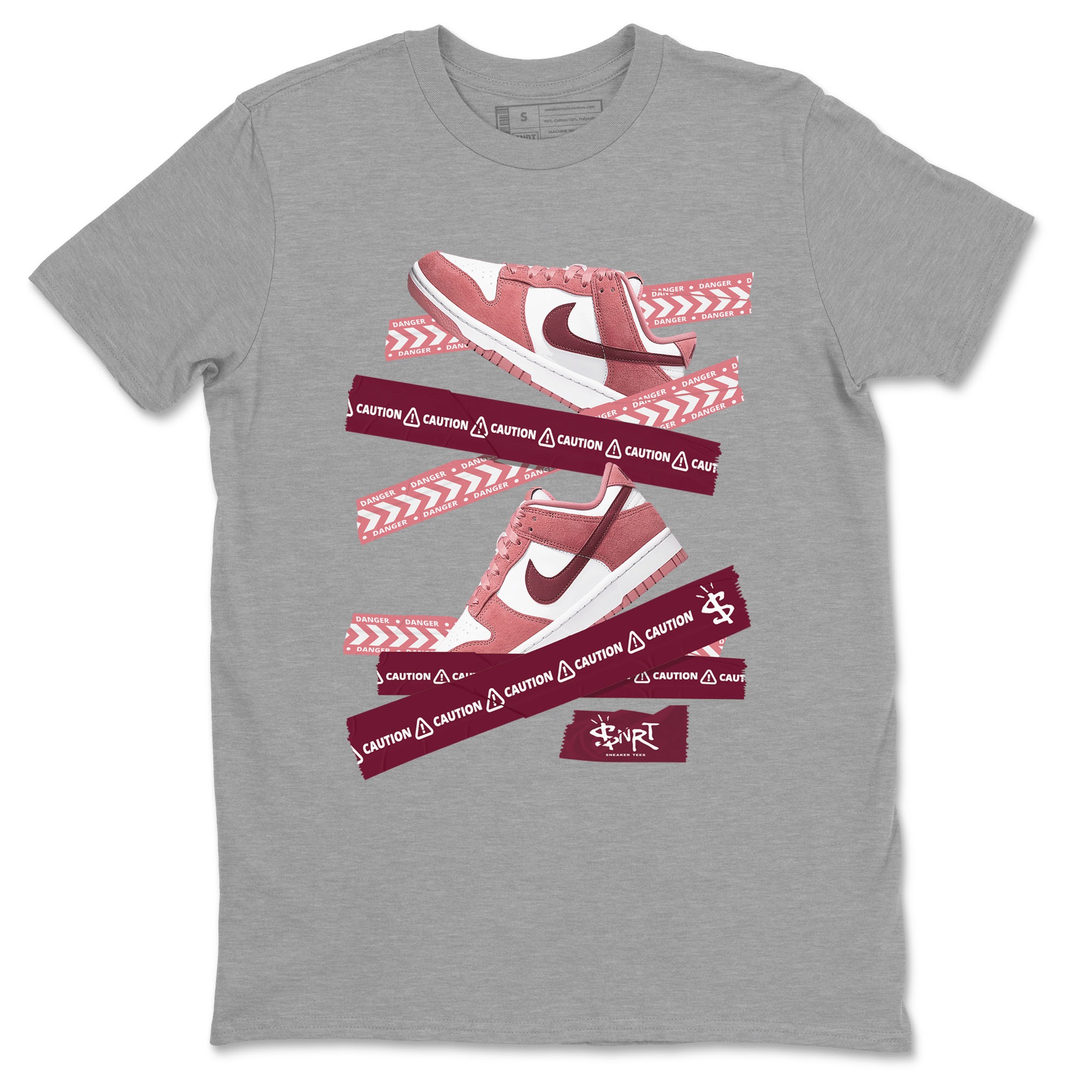 Dunk Valentine's Day shirt to match jordans Caution Tape sneaker tees Dunks Valentine's Day SNRT sneaker Release Tees unisex cotton Heather Grey 2 crew neck shirt