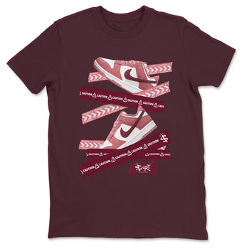 Dunk Valentine's Day shirt to match jordans Caution Tape sneaker tees Dunks Valentine's Day SNRT sneaker Release Tees unisex cotton Maroon 2 crew neck shirt