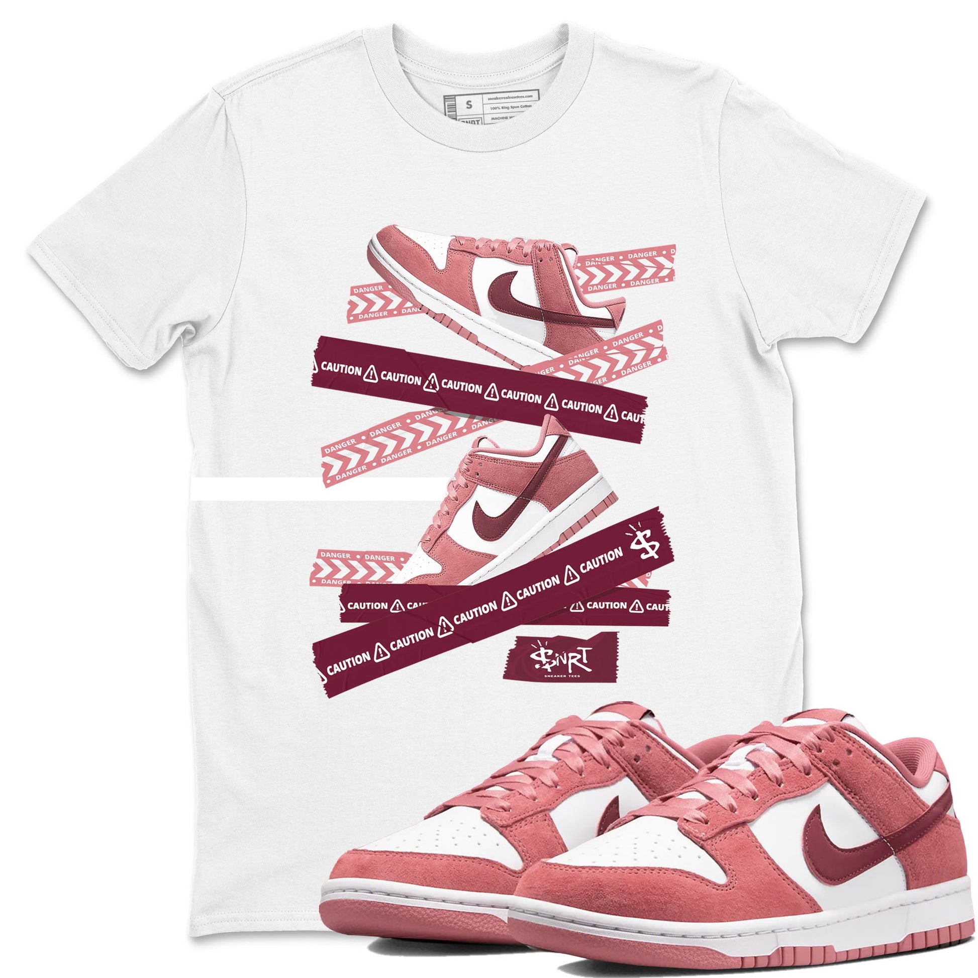 Dunk Valentine's Day shirt to match jordans Caution Tape sneaker tees Dunks Valentine's Day SNRT sneaker Release Tees unisex cotton White 1 crew neck shirt