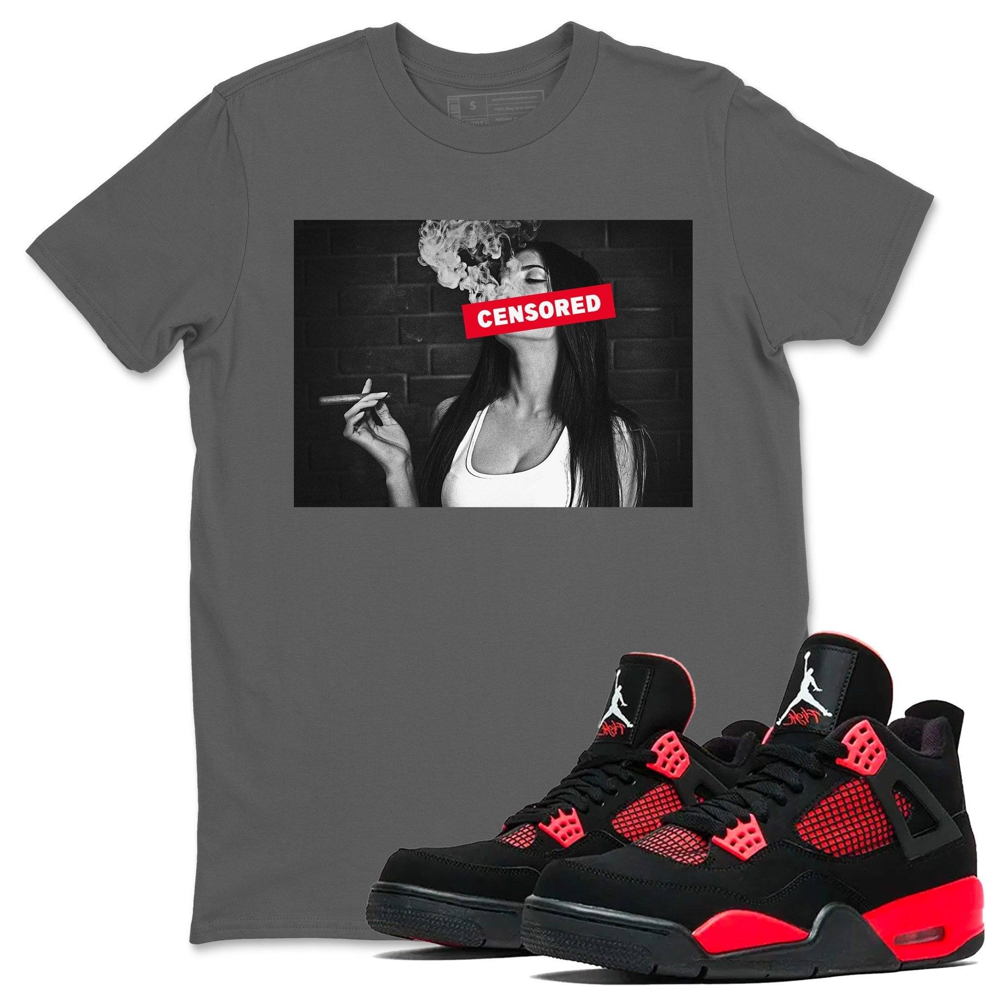 Jordan 4 Red Thunder Sneaker Match Tees Censored Sneaker Tees Jordan 4 Red Thunder Sneaker Release Tees Unisex Shirts