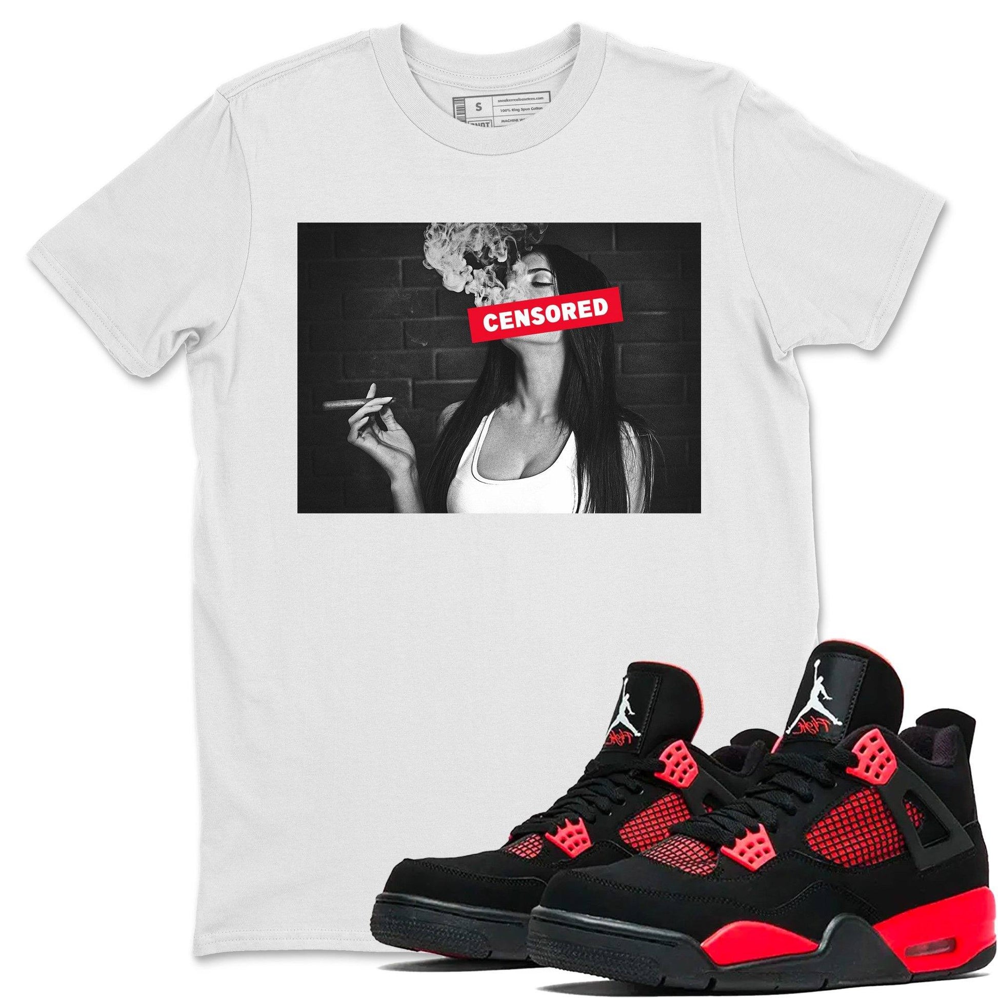 Jordan 4 Red Thunder Sneaker Match Tees Censored Sneaker Tees Jordan 4 Red Thunder Sneaker Release Tees Unisex Shirts