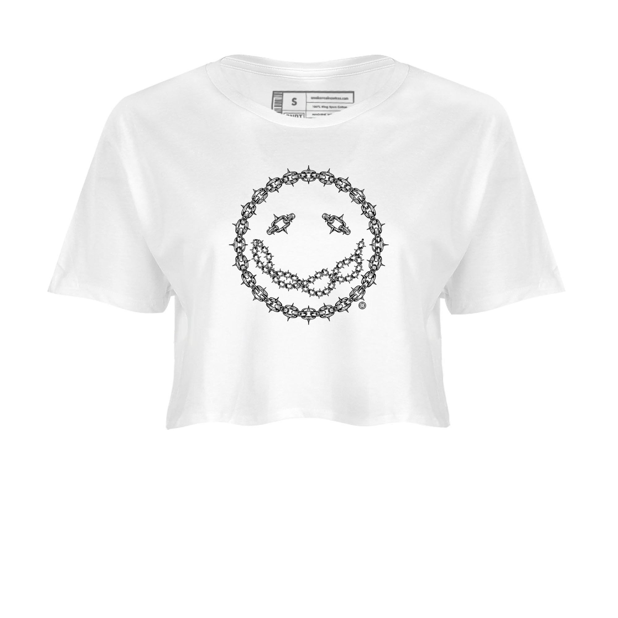 Air Jordan 1 High OG Black White shirt to match jordans Chain Smile sneaker tees 1s Black White SNRT Sneaker Release Tees Streetwear White 2 crop length shirt