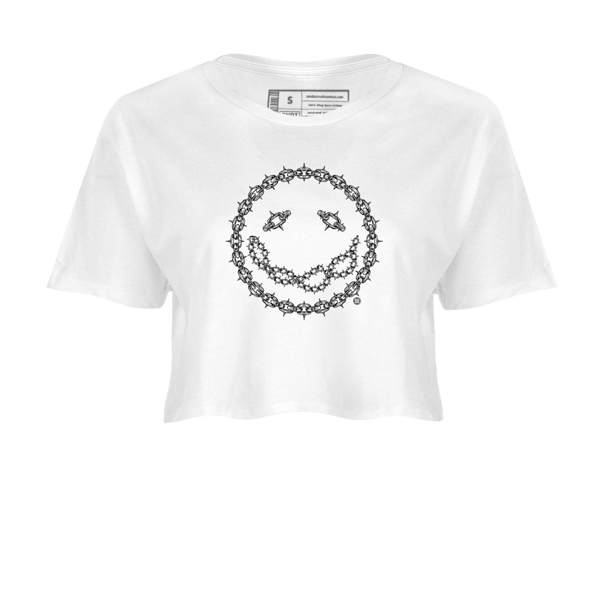 Air Jordan 1 High OG Black White shirt to match jordans Chain Smile sneaker tees 1s Black White SNRT Sneaker Release Tees Streetwear White 2 crop length shirt