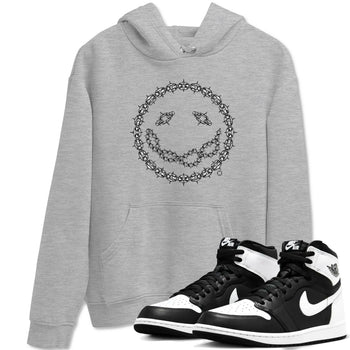 Air Jordan 1 High OG Black White shirt to match jordans Chain Smile sneaker tees 1s Black White SNRT Sneaker Release Tees Streetwear unisex cotton Heather Grey 1 crew neck shirt