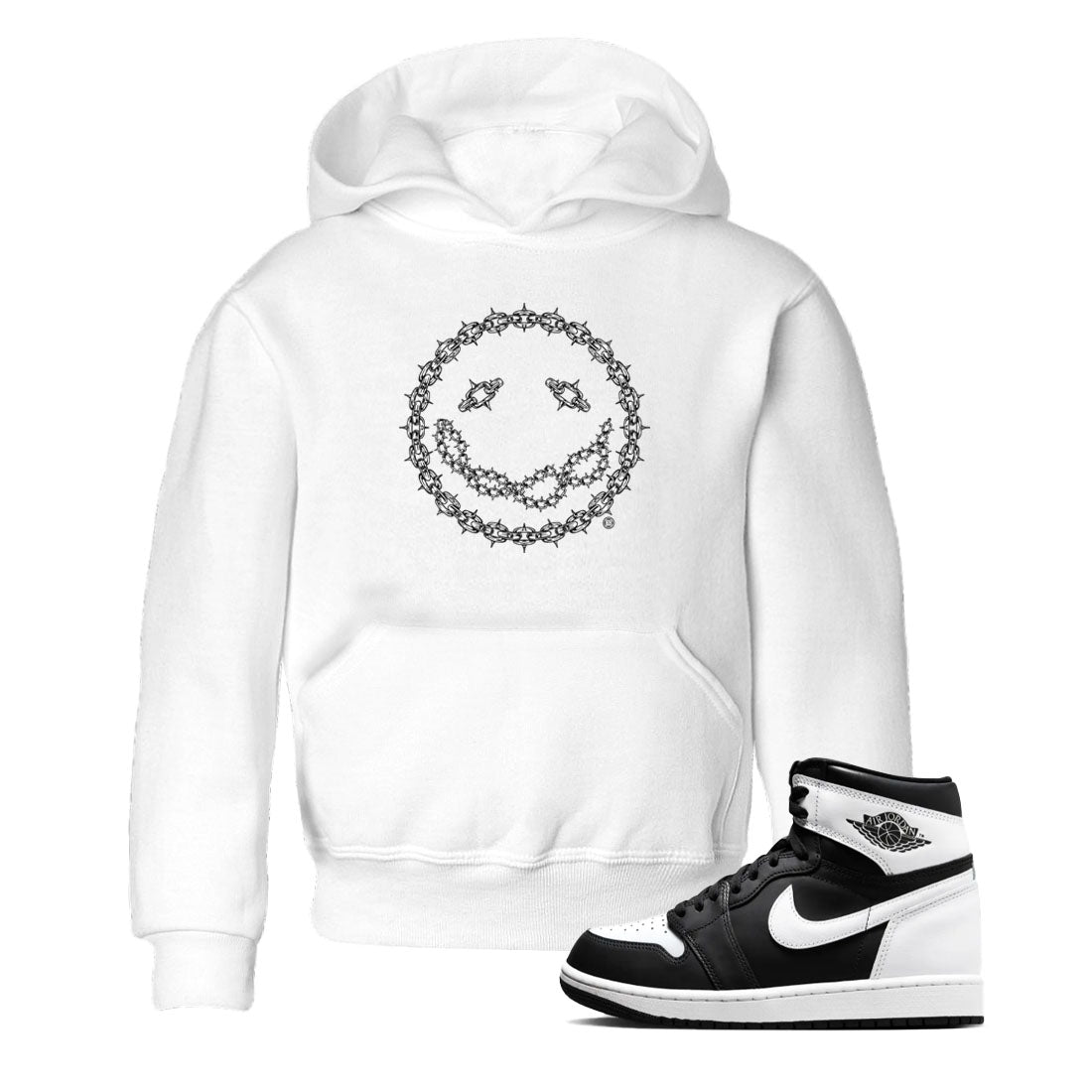 Air Jordan 1 High OG Black White shirt to match jordans Chain Smile sneaker tees 1s Black White SNRT Sneaker Release Tees Streetwear baby toddler White 1 cotton Shirt