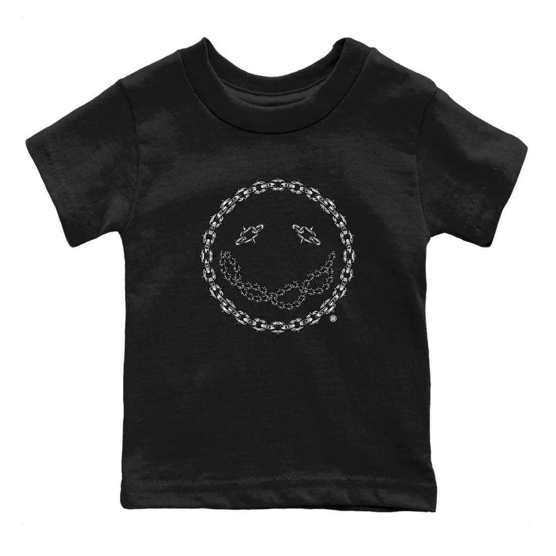 Air Jordan 1 High OG Black White shirt to match jordans Chain Smile sneaker tees 1s Black White SNRT Sneaker Release Tees Streetwear baby toddler Black 2 cotton Shirt