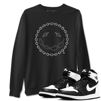 Air Jordan 1 High OG Black White shirt to match jordans Chain Smile sneaker tees 1s Black White SNRT Sneaker Release Tees Streetwear unisex cotton Black 1 crew neck shirt