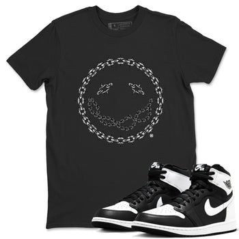 Air Jordan 1 High OG Black White shirt to match jordans Chain Smile sneaker tees 1s Black White SNRT Sneaker Release Tees Streetwear unisex cotton Black 1 crew neck shirt