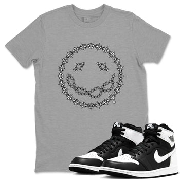 Air Jordan 1 High OG Black White shirt to match jordans Chain Smile sneaker tees 1s Black White SNRT Sneaker Release Tees Streetwear unisex cotton Heather Grey 1 crew neck shirt