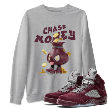 Air Jordan 5 Burgundy shirt to match jordans Chase Money sneaker tees AJ5 Burgundy SNRT Sneaker Release Tees Unisex Heather Grey 1 T-Shirt