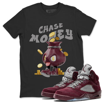 Air Jordan 5 Burgundy shirt to match jordans Chase Money sneaker tees AJ5 Burgundy SNRT Sneaker Release Tees Unisex Black 1 T-Shirt