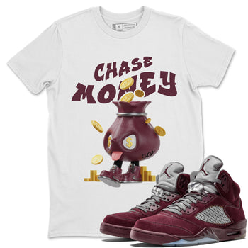 Air Jordan 5 Burgundy shirt to match jordans Chase Money sneaker tees AJ5 Burgundy SNRT Sneaker Release Tees Unisex White 1 T-Shirt