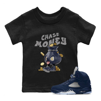 Air Jordan 5 Georgetown shirt to match jordans Chase Money sneaker tees AJ5 Georgetown SNRT Sneaker Release Tees Baby Toddler Black 1 T-Shirt