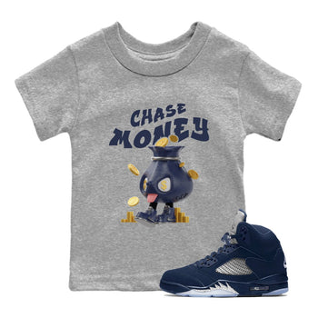 Air Jordan 5 Georgetown shirt to match jordans Chase Money sneaker tees AJ5 Georgetown SNRT Sneaker Release Tees Baby Toddler Heather Grey 1 T-Shirt