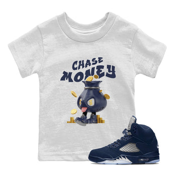 Air Jordan 5 Georgetown shirt to match jordans Chase Money sneaker tees AJ5 Georgetown SNRT Sneaker Release Tees Baby Toddler White 1 T-Shirt