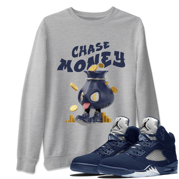 Air Jordan 5 Georgetown shirt to match jordans Chase Money sneaker tees AJ5 Georgetown SNRT Sneaker Release Tees Unisex Heather Grey 1 T-Shirt
