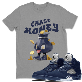 Air Jordan 5 Georgetown shirt to match jordans Chase Money sneaker tees AJ5 Georgetown SNRT Sneaker Release Tees Unisex Heather Grey 1 T-Shirt