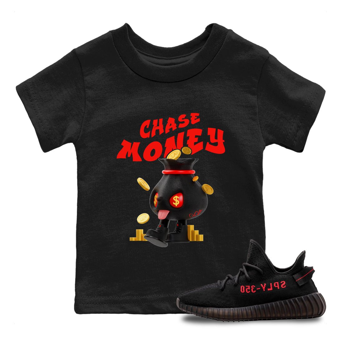 Yeezy 350 Bred shirt to match jordans Chase Money sneaker tees Adidas Yeezy 350 V2 Boost Bred SNRT Sneaker Release Tees Baby Toddler Black 1 T-Shirt