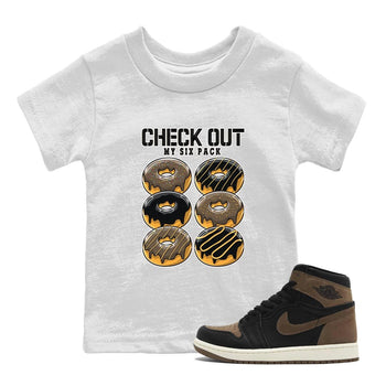 Air Jordan 1 Palomino shirt to match jordans Check Out My Six Pack sneaker tees Crew Neck Jordan 1 Retro High OG Palomino SNRT Sneaker Release Tees Baby Toddler White 1 T-Shirt