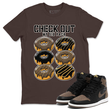 Air Jordan 1 Palomino shirt to match jordans Check Out My Six Pack sneaker tees Crew Neck Jordan 1 Retro High OG Palomino SNRT Sneaker Release Tees Unisex Casual Shirts Dark Chocolate 1 T-Shirt