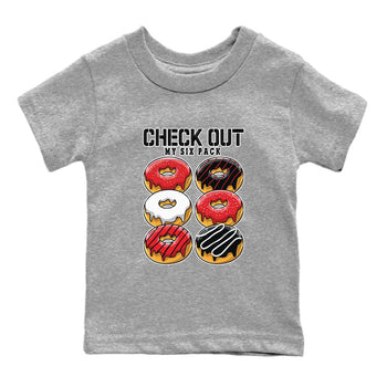 Air Jordan 1 Satin Bred shirt to match jordans Check Out My Six Pack sneaker tees AJ1 Retro Satin Bred SNRT Sneaker Tees Sneaker Matching Clothing Brand Baby Toddler Heather Grey 2 T-Shirt