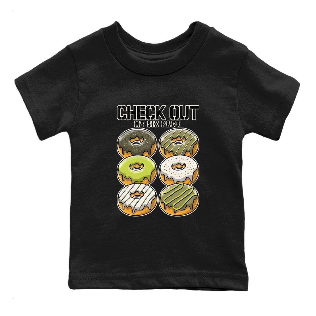Jordan 1 Low X Travis Scott Golf Olive shirt to match jordans Check Out My Six Pack sneaker release tees Air Jordan 1 Travis Scott Golf Olive SNRT Sneaker Tees Baby Toddler Black 2 T-Shirt