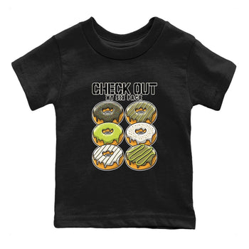 Jordan 1 Low X Travis Scott Golf Olive shirt to match jordans Check Out My Six Pack sneaker release tees Air Jordan 1 Travis Scott Golf Olive SNRT Sneaker Tees Baby Toddler Black 2 T-Shirt