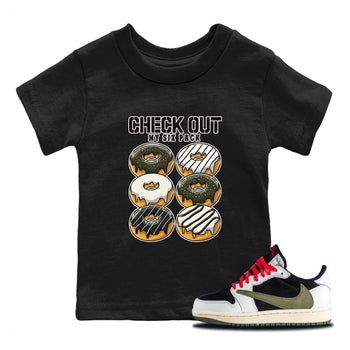 Air Jordan 1 Travis Scott Olive Sneaker Match Tees Check Out My Six Pack Sneaker Tees AJ1 Travis Scott Olive Sneaker Release Tees Kids Shirts Black 1