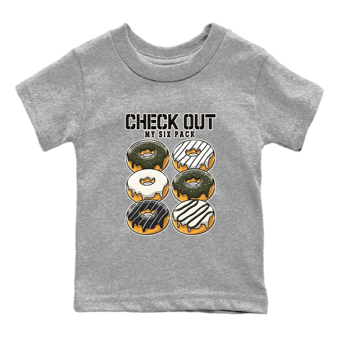 Air Jordan 1 Travis Scott Olive Sneaker Match Tees Check Out My Six Pack Sneaker Tees AJ1 Travis Scott Olive Sneaker Release Tees Kids Shirts Heather Grey 2